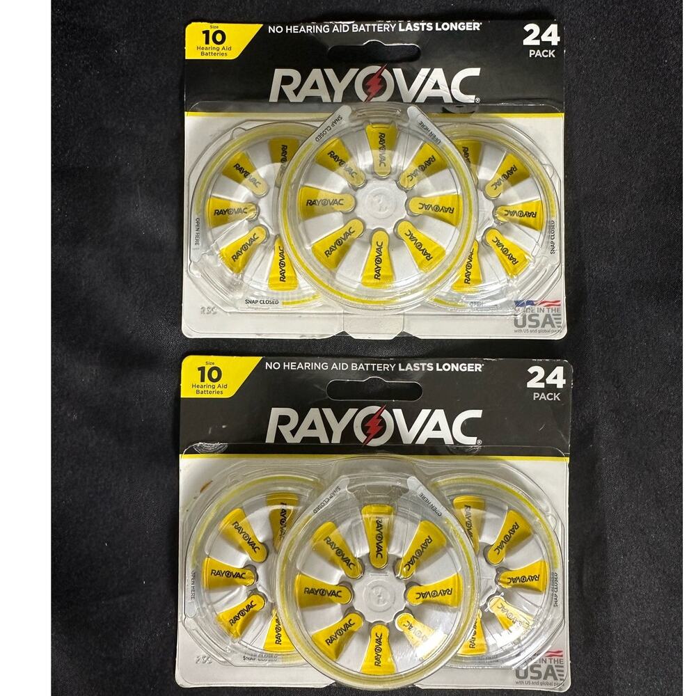 Rayovac Hearing Aid Batteries Size 10 Yellow-Two 24 Packs